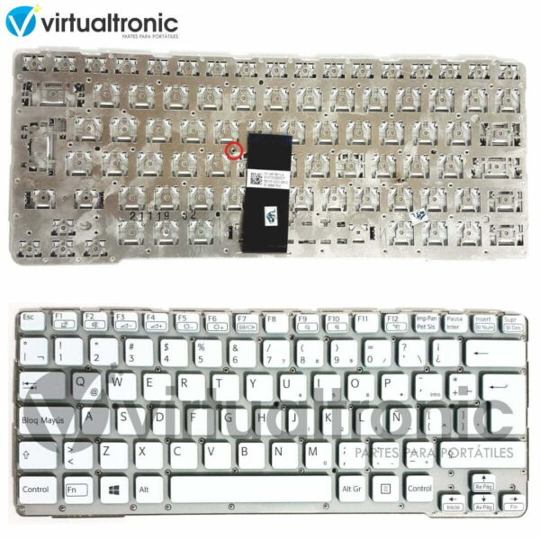 Teclado Sony SVE14AR Blanco Borde Verde