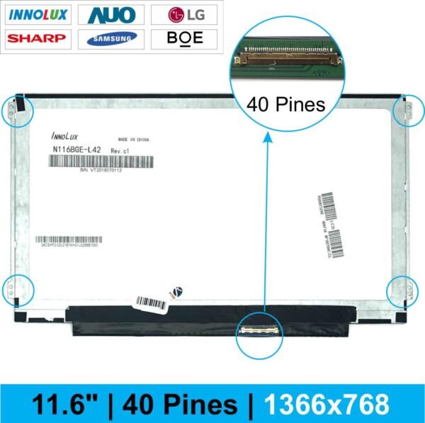 Pantalla 11.6 Slim 40 Pin L/R Matte  1366*768