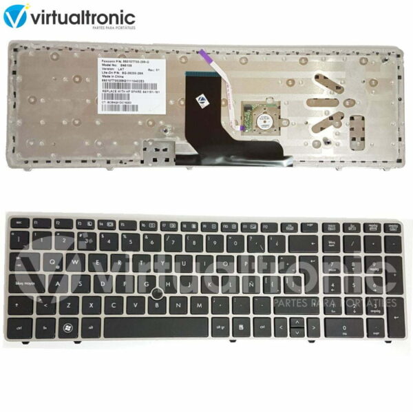 Teclado HP 8560P 8570P 6560b 6565b Marco Gris con Trackpoint