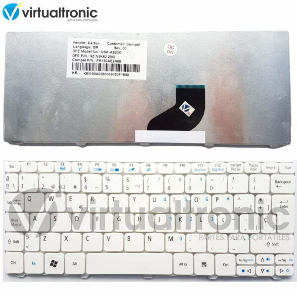 Teclado Acer One D255 D255E D257 D260 D270 Blanco